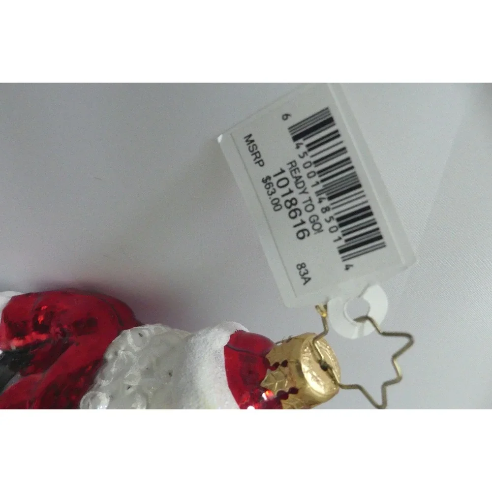 Christopher Radko Ready To Go Santa Sleigh Glass Christmas Ornament 1018616 New